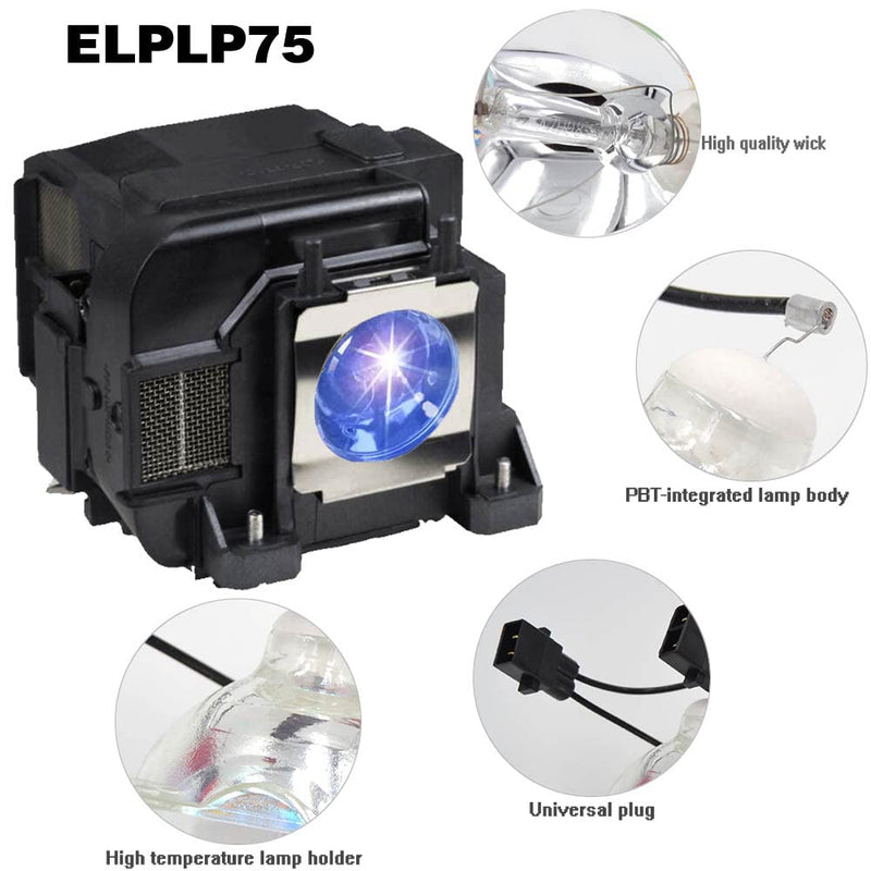 XIM ELPLP75 V13H010L75 Replacement Projector lamp Compatible with Epson EB-1930 EB-1935 EB-1940W EB-1945W EB-1950 EB-1955 EB-1960 EB-1965 ELP-LP74 ELP-LP75 H473A H474A H491A Powerlite 1930 1935 1940W
