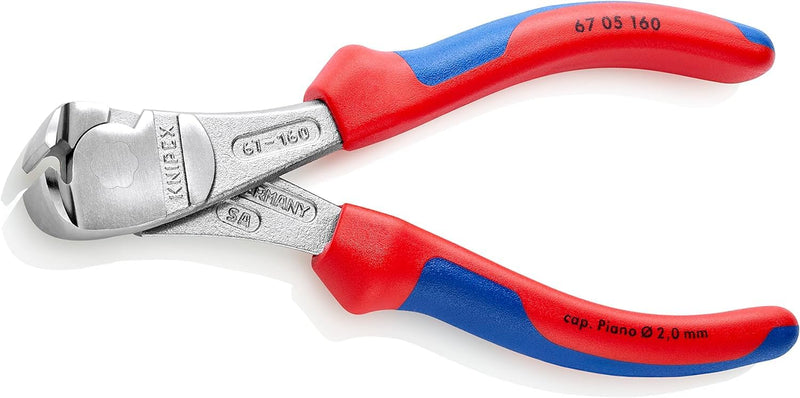 [AUSTRALIA] - Knipex 67 05 160 Heavy Duty End Cutters Chrome-Plated with Multi-Component Sleeves 160 mm With Multi-component Sleeves, Blue/Red 