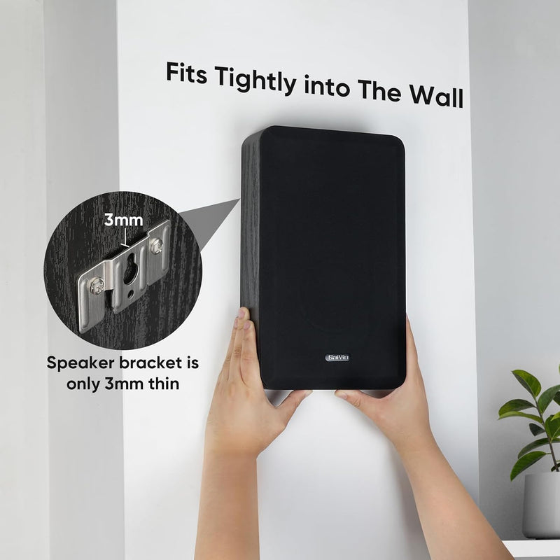 Saiyin Slim Wall Speakers (Pair),Wall Mount Surround Speakers,4 Ohms,3.5-Inch Woofer with Horn Tweeter, Home Theater Speaker for Living Room,Office,Kitchen | 4 Ohms,3.5-Inch Woofer with Horn Tweeter, Home Theater Speaker for Living Room,Office,Kitchen