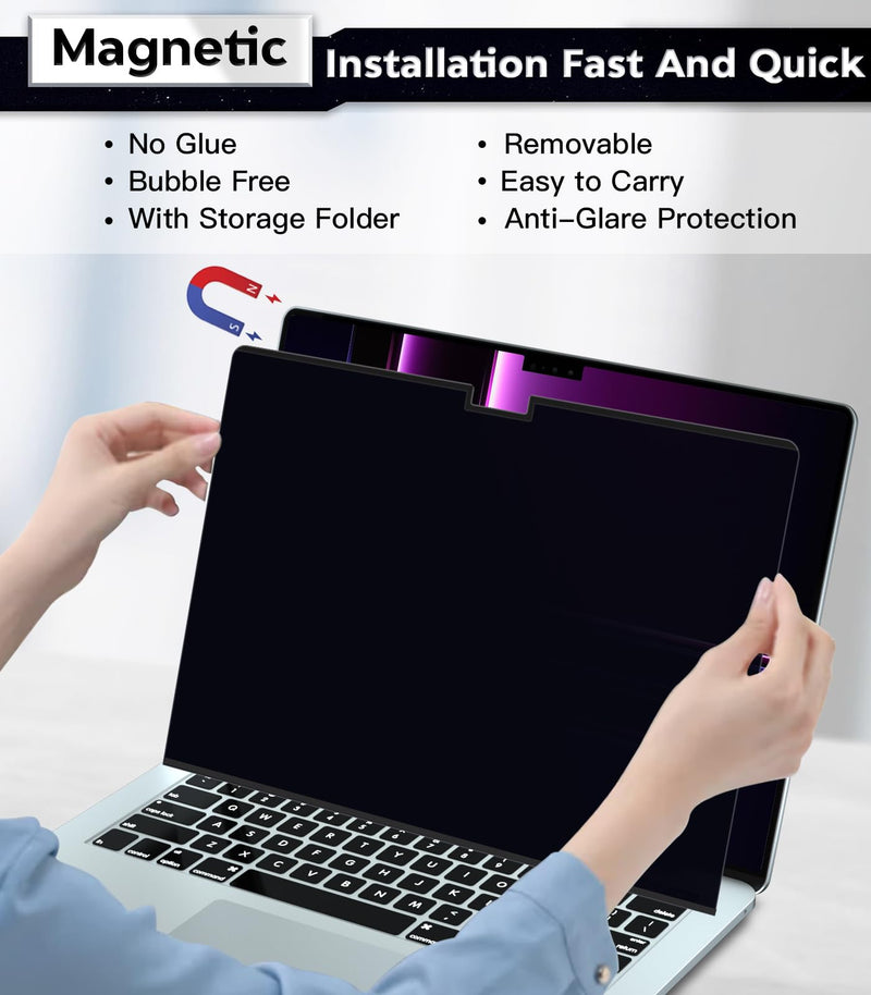 PYS Magnetic Privacy Screen Protector for MacBook Pro 16 Inch (2021-2023,M1,M2,M3,Pro,Max) + Camera Cover Slide 2 Pack and Trackpad Protector 2 Pack – [Matte Anti-Glare] [Reduces Blue Light] MacBook Pro 16 Inch (2021-2023,M1,M2)