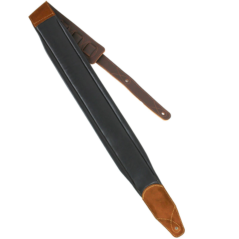 Walker And Williams C-44-BRN Handmade Brown Double Padded Premium All Grain Leather Guitar Strap with Conchos For Acoustic, Electric, And Bass Guitars