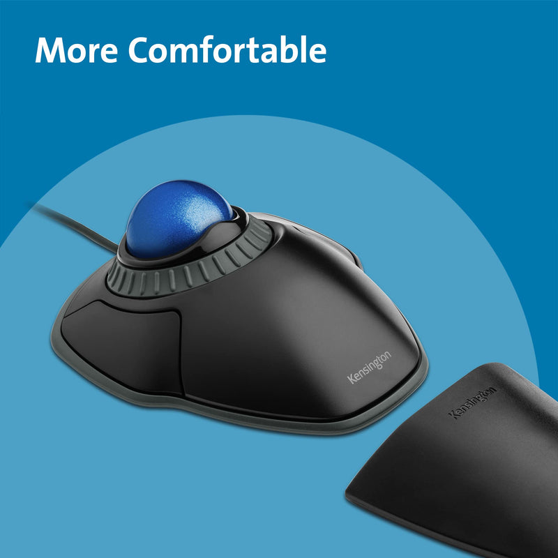 Kensington Orbit Trackball Mouse with Scroll Ring (K72337US), 4 1/2X5 1/2X2" Black-Blue wired usb