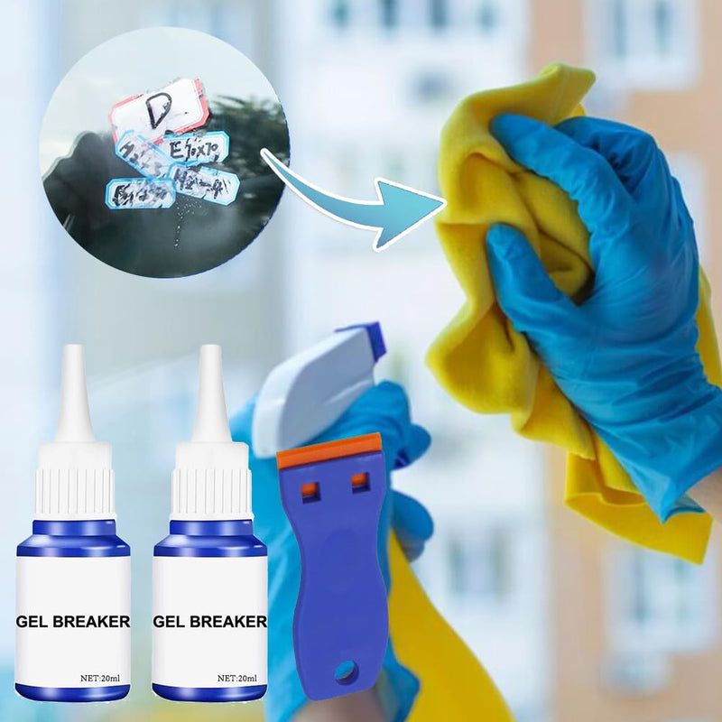 Label remover, adhesive residue remover, adhesive remover, sticker remover, quickly removes adhesive residue, labels, stickers from smooth surfaces, label remover, with a multi-purpose scraper