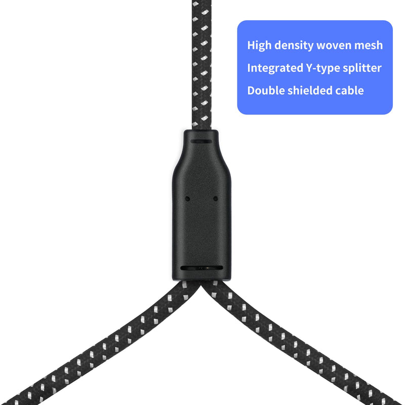 [AUSTRALIA] - 2FT XLR Female to Dual Male Cable – 3pin XLR Y-Splitter Adapter for PA Systems & Multi-Device Routing 2-Pack 1 Female to 2 Male 