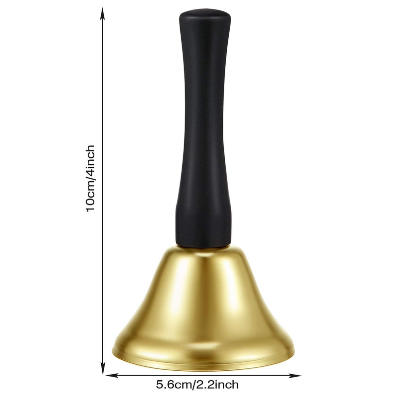 24 Pieces Hand Bells Silver Steel Service Handbells Black Wooden Handle Diatonic Metal Bells Musical Percussion (Gold) Gold