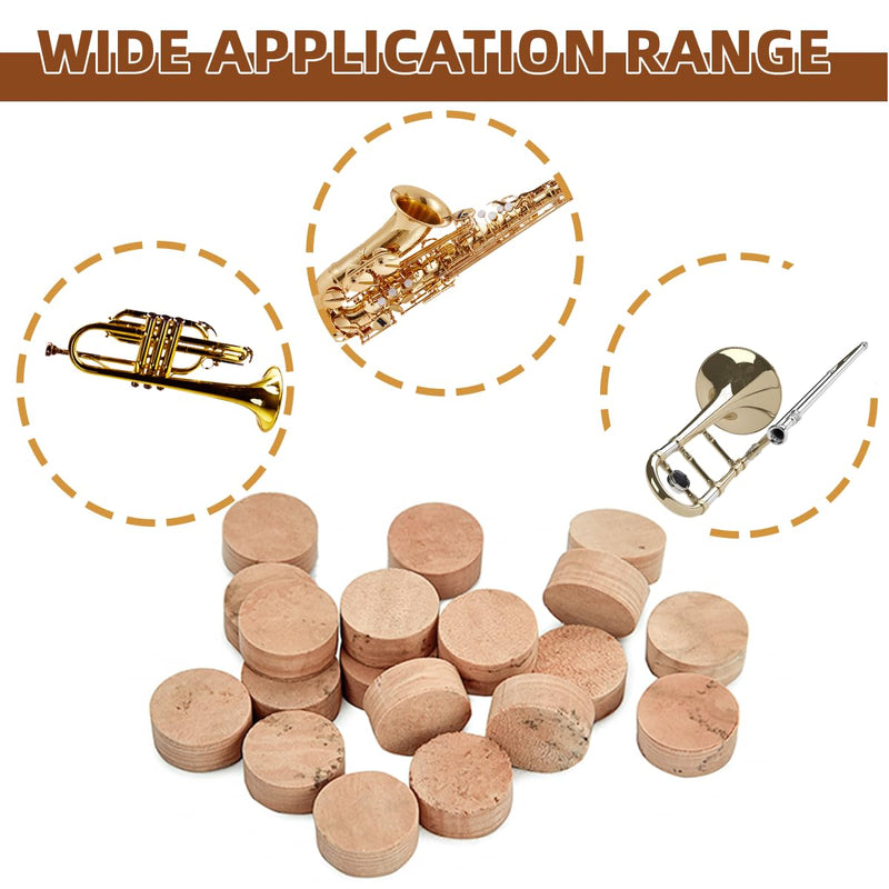 Trombone Cork Trumpet Spit Valve Trumpet Corks Water Key Cork Pad for Musical Instrument Replacement Accessories Set of 20