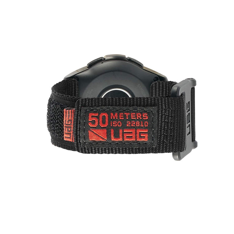 URBAN ARMOR GEAR UAG Compatible with Samsung Galaxy Watch 4 40mm & 44mm/Galaxy Watch 4 Classic 42mm & 46mm, fits most 20mm Watch Lugs, Slim Sporty Nylon Replacement Watch Strap, Active Black 42mm - Black