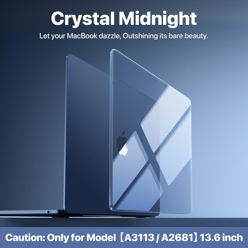 [AUSTRALIA] - for MacBook Air 13.6 inch Case M3 M2 2024-2022, Model A3113 A2681 [Exclusive Midnight] [Outshine Bare Beauty] Hard Shell Cover for MacBook Air M2 13 inch Case - Crystal Midnight 