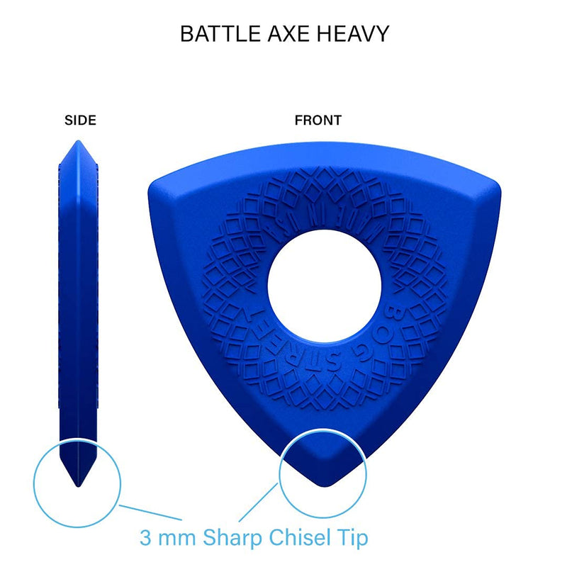 Bog Street BATTLE AXE Guitar Picks, Heavy, 3-Sided Ergonomic 3mm Guitar Picks, Blue (6-Pack)