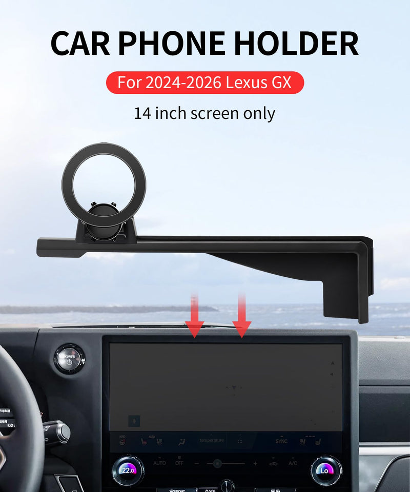 Car Phone Holder for Lexus GX 2024-2026 14" Screen Magsafe Accessories | Magnetic Cell Phone Mount Clip Compatible with iPhone, 3D fit Stable Dashboard GPS Navigation Bracket Cradle Stand