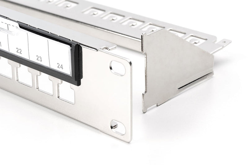 DIGITUS Patch Panel - Modular - For Keystone Modules - 19" - 24-Port - Shielded - Rack Mount 1U - Grey