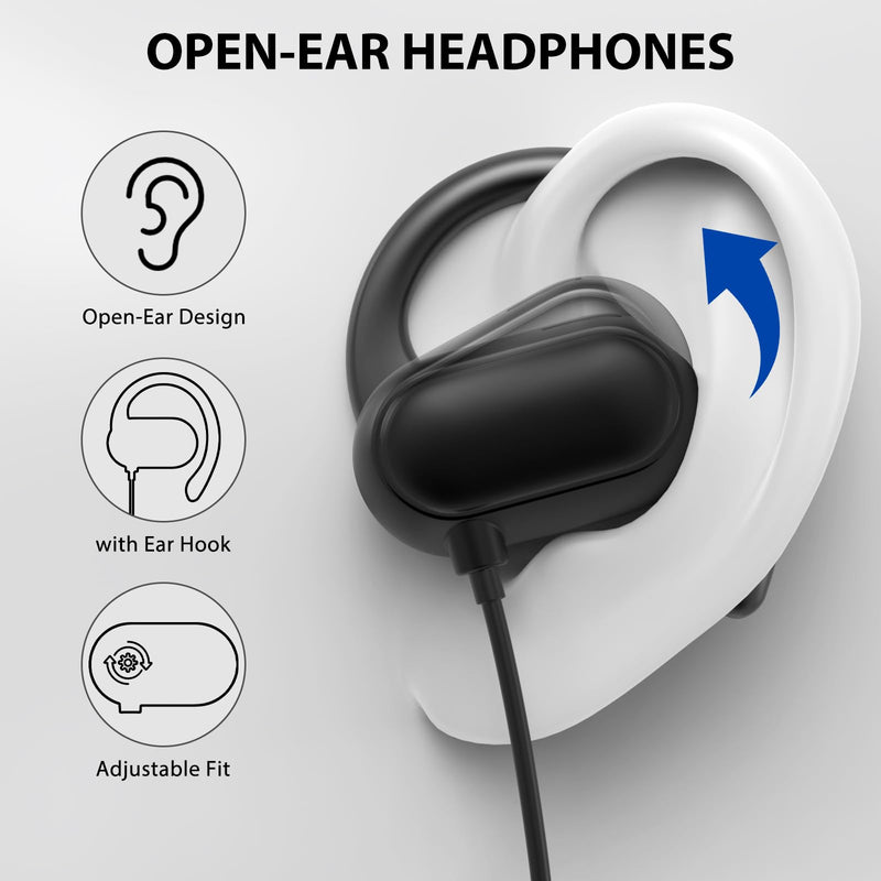Open Ear Headphones Wired for Samsung S24 Ultra S23 Fe S22+ A35, USB Type C Earphone with Mic Over Ear Wired Earbuds with Ear Hook for iPhone 15 Pro Max Plus iPad 10 Air Pixel 8a 8 7 Pro OnePlus 12 11