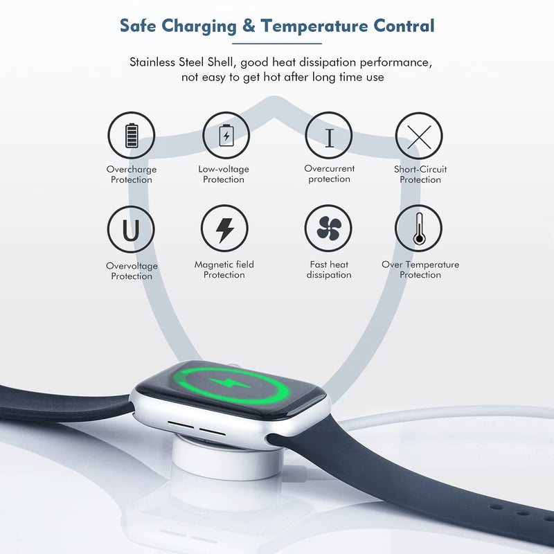 Watch Charger for Apple Watch Charger, 0.3m/1FT Short iWatch USB Wireless Magnetic Portable Charging Cable Cord Compatible with Apple Watch Series 9/8/7/6/SE/5/4/3/2/1