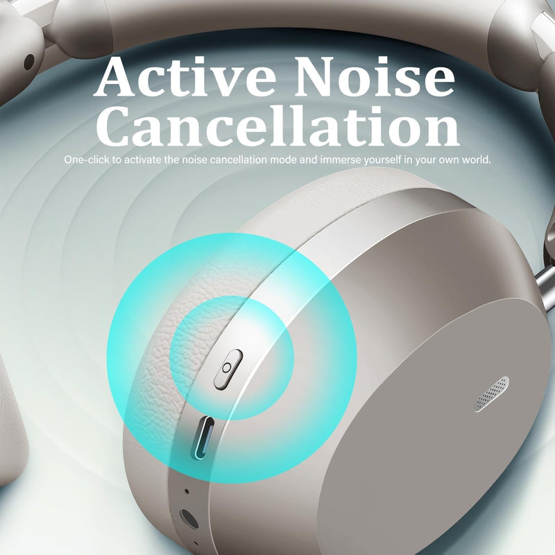Wentronic Y04 Bluetooth Headphones Active Noise Cancelling Wireless Over Ear Headsets 48 Hours Playtime High Sound Quality Foldable Earphones with Soft Ear Cushion for Travel - Starlight