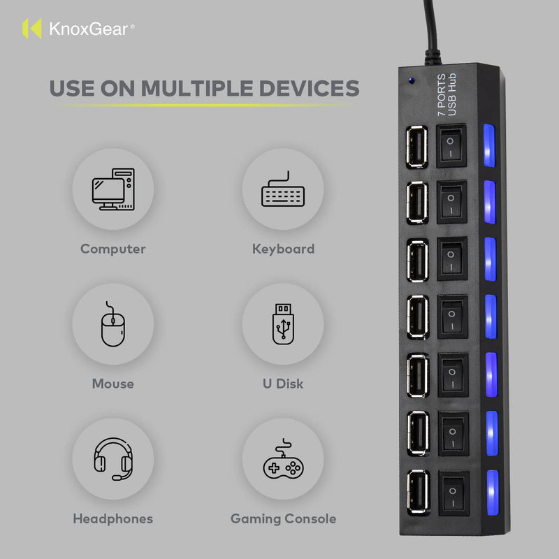 Knox Gear Universal 7-Port 2.0 USB Hub