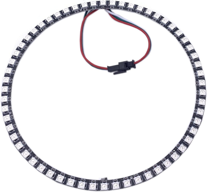 [AUSTRALIA] - WS2812B 8/16/24/35/45/60/241 LED Pixel Ring Addressable LED Module WS2812 IC RGB Full Colour Round LED Circle DC5V (60 LEDs, Black) 60 Leds 
