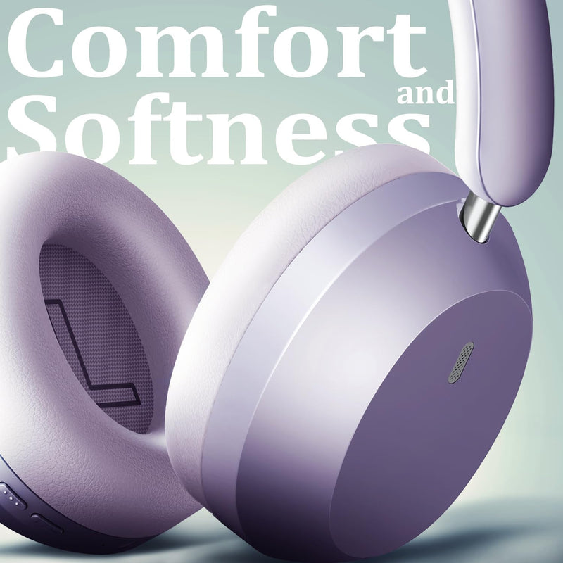 Wentronic Y04 Wireless Bluetooth Over-Ear Headphones – Immerse in Every Beat with Active Noise Cancelling & Hi-Res Sound, 48H Playtime, Soft Ear Cushion for All-Day Comfort, Purple