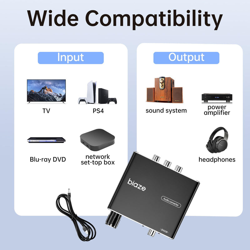 [AUSTRALIA] - 192KHz Digital to Analog Audio Converter, Upgrade Volume Adjustable DAC Digital SPDIF Optical to Analog L/R RCA Converter Toslink Optical to 3.5mm Jack Adapter for HDTV, DVD, Blu-Ray Players(1 Pack) B-Black 