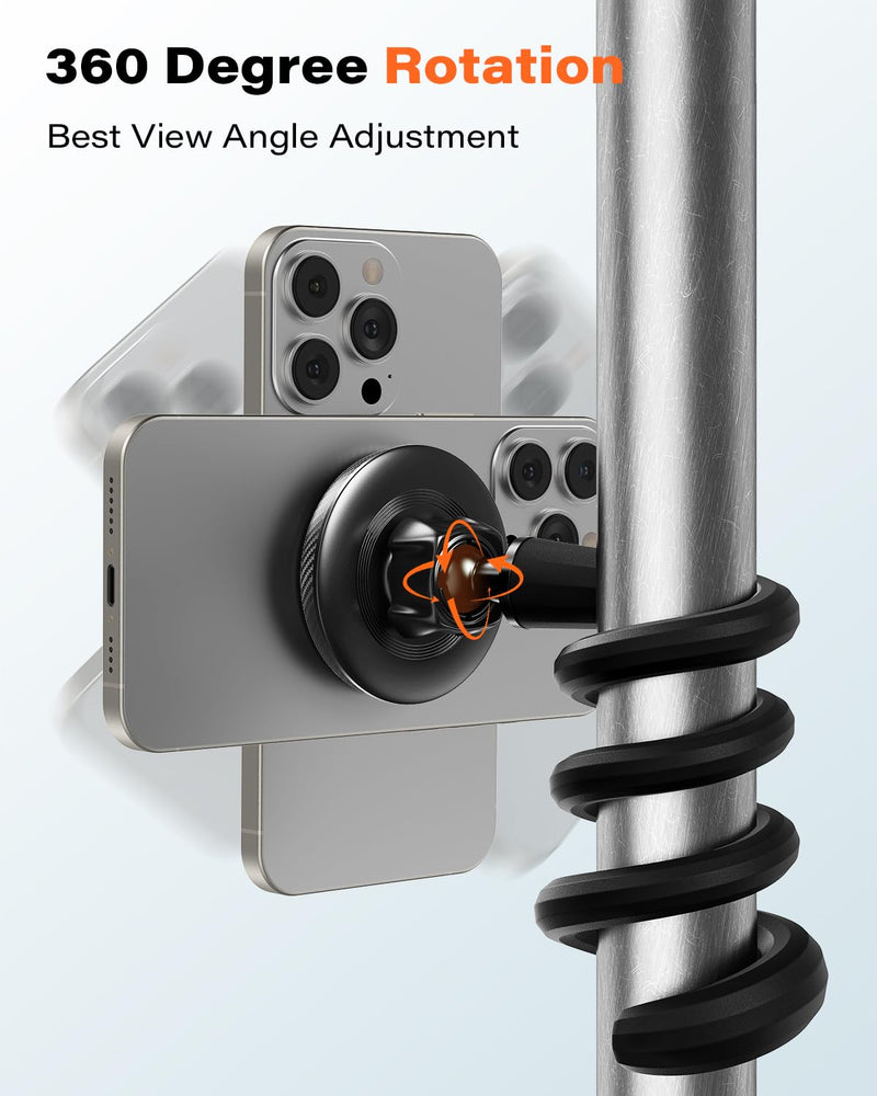 A2C Magnetic Gooseneck Gym Phone Holder for Treadmill Peloton Stroller Desk | Flexible Long Arm Phone Mount for iPhone MagSafe Samsung, Portable Fitness Accessories for Shopping, Home Gym Men Women Gifts