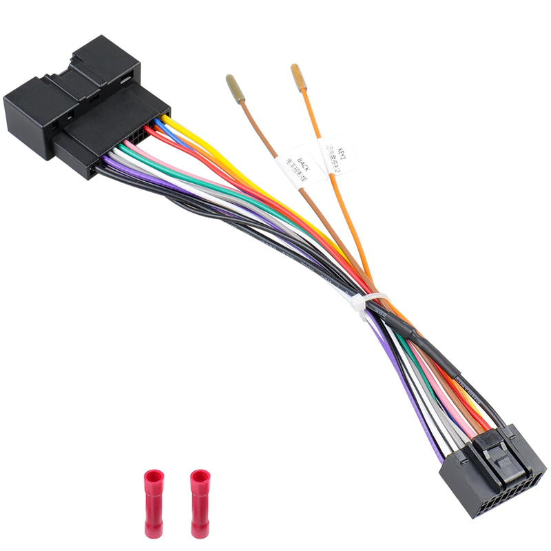 24Pin Radio Wiring Harness Compatible with Ford F150/250/350/450/550 Explorer Fusion Focus Mustang Transit Fiesta, 16Pin Car Stereo Wire Adapter+Butt Connector