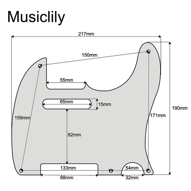 Musiclily 5 Hole Vintage Tele Guitar Pickguard for USA/Mexican Made Fender Standard Telecaster Style, 3Py White 3Ply White