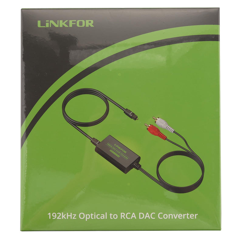 [AUSTRALIA] - LiNKFOR 192kHz DAC Converter Digital to Analog Converter Digital Optical SPDIF Toslink to Analog Stereo Audio RCA L/R Audio Adapter with Optical Cable for HDTV Blu Ray DVD Amps TV Box Game Console RCA Male 