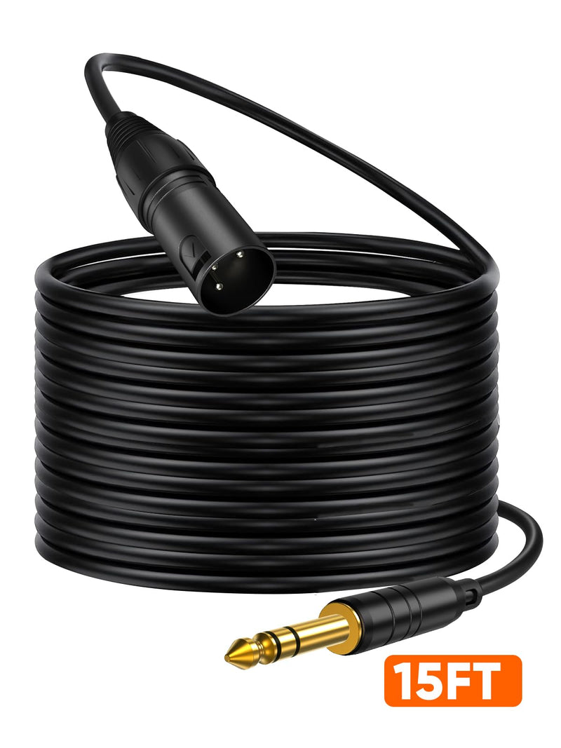 [AUSTRALIA] - CableCreation 1/4" to XLR 15ft, 6.35mm TRS to XLR Microphone Cord, Balanced Quarter inch TRS Plug to 3-pin XL R, 1/4 Inch X LR Mic Patch Cable 15FT-1pcs XLR Male 