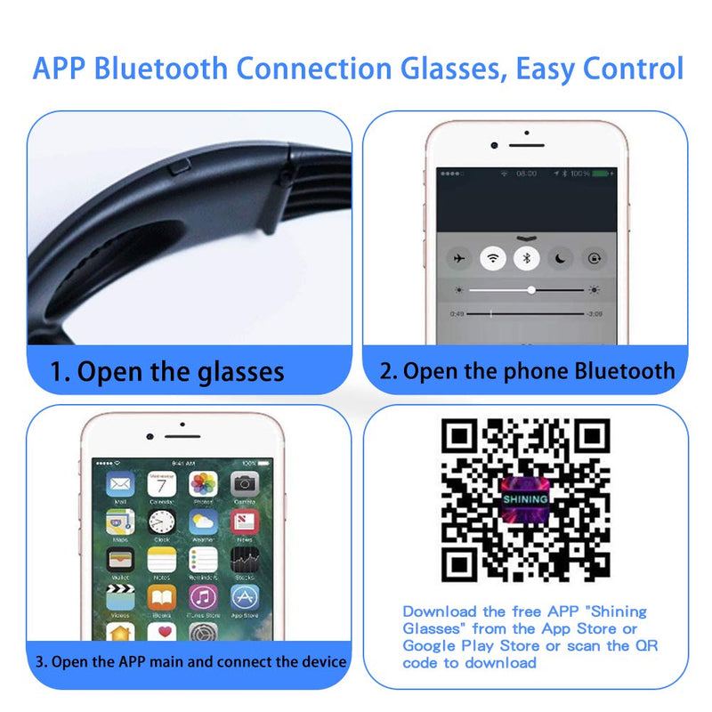 Customizable LED Glasses, Bluetooth Light up Glasses for Raves, Festivals, Birthday