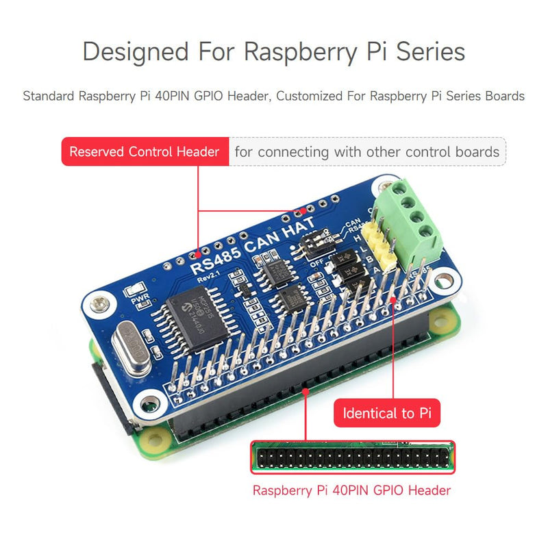 [AUSTRALIA] - Waveshare RS485 CAN HAT Supports Raspberry Pi Series Boards Allows Stable Long-Distance Communication 