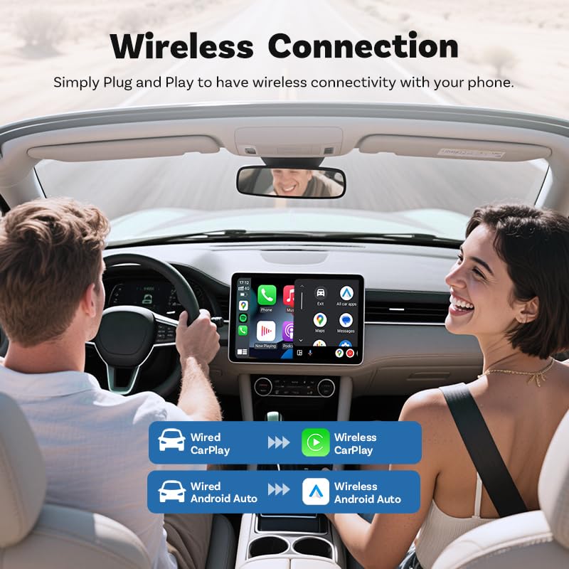 2026 Upgraded Wireless CarPlay Adapter, Fast Auto Connect, Stable Connection, Mini Size Plug & Play Adapter for iPhone & Android Auto Compatible Cars