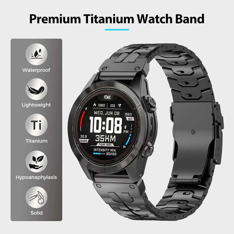 No Tool Needed 22mm Titanium Band Compatible for Tactix 8 47mm/Fenix 8 47mm/7/6 Pro/Forerunner 965,26mm Metal Quick Fit WatchBand for Tactix 8 51mm/Instinct 3 50mm/Fenix 8 51mm/7X Pro/6X Pro Sliver