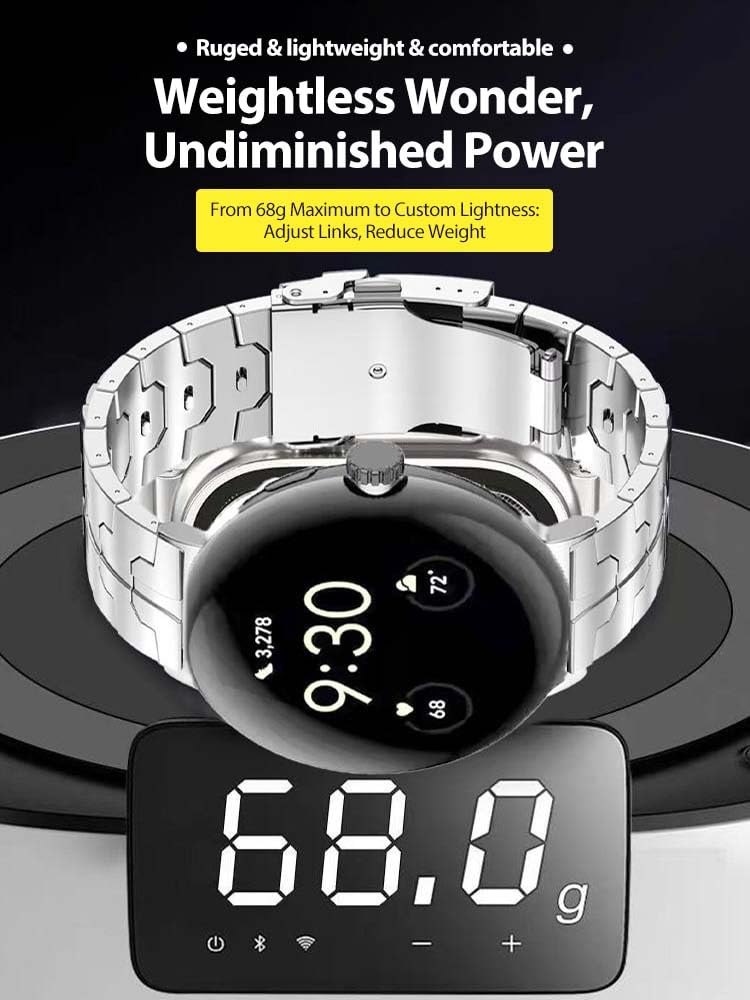 No Tool Needed Titanium Metal WatchBand Compatible with Google Pixel Watch 4/3 45mm 41mm Strap, Titanium Replacement Compatible with Google Pixel 2 1 41mm Accessory for Men Women silver pixel watch 4/3/2/1 41mm