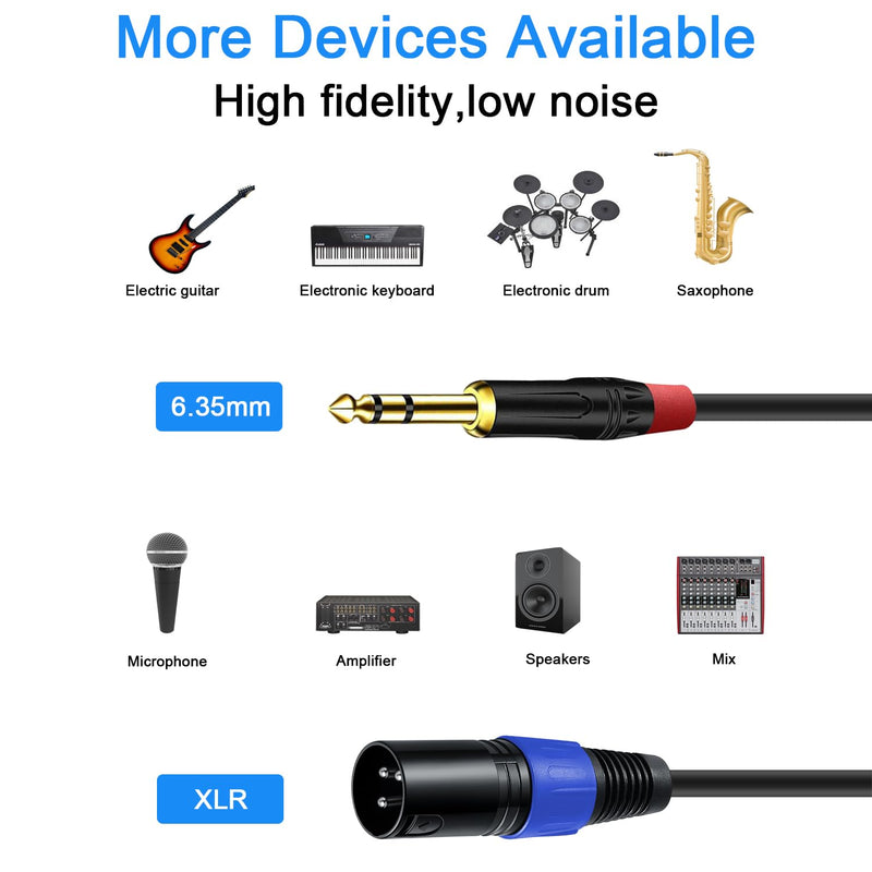 [AUSTRALIA] - 2Pack 6.35mm Dual TRS to XLR Male Cable for Microphone, Mixer, Amplifier, 1.5 FT, 1/4 TRS to XLR Audio Cable, Y Splitter Patch Cord, 3-Pinxlr to Dual 1/4 Male Converter Adapter Cable 1.5Ft, 2Pack Dual 1/4 to XLR Male 