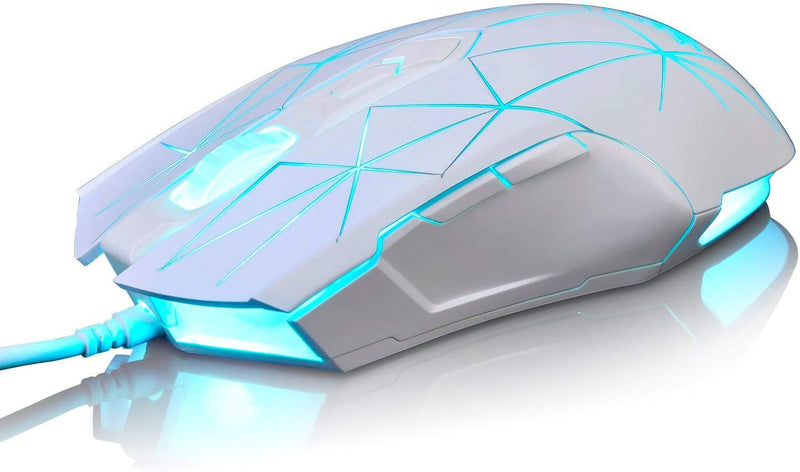 RGB Lightweight Gaming Mouse, Programmable 7 Buttons, Ergonomic LED Backlit USB Gamer Mice Computer Laptop PC, for Windows Mac OS Linux, Pink (Star White) star white