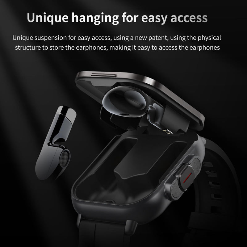Smart Watch with Earbuds, 2.01" HD Screen Fitness Watch, 2 in 1 Smartwatch with 100+ Sport Modes Fitness Tracker, Sleep/Heart Rate/Monitor Pedometer for iOS & Android, Black