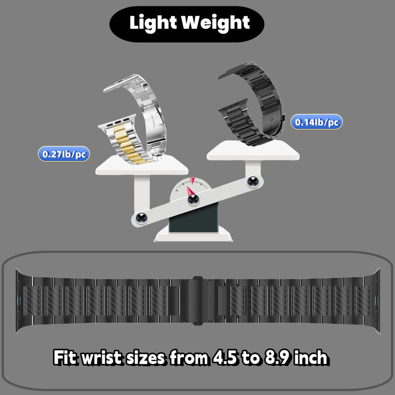 iiteeology Carbon Band Compatible with Apple Watch 49/46/45/44/42mm 42 Series 11/41/40/38mm, Women Men Light Genuine Carbon Fiber Band for iWatch Ultra 3/2/Series 11-1 Black 49mm/46mm/45mm/44mm/42mm-Series 3 2 1