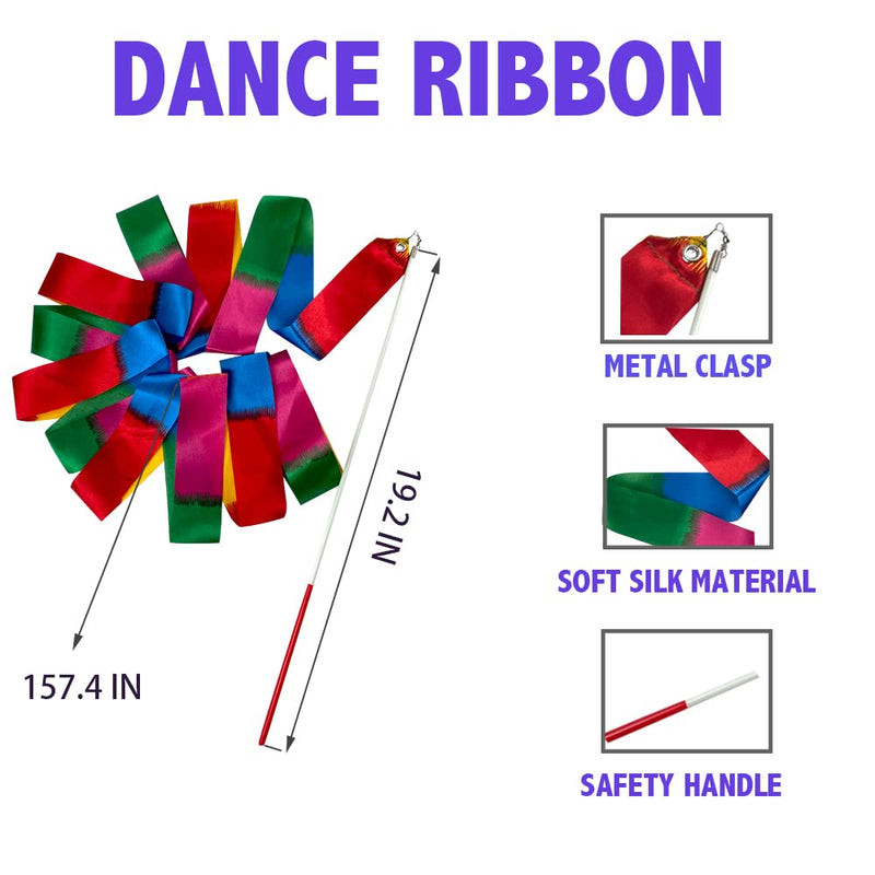 2 Pcs Twirling Baton 26-Inches Marching Band Baton Spinning Dance Baton Metal Gymnastics Parade Stick for Child in Majorette with 2 Dance Ribbon Streamer 2 White