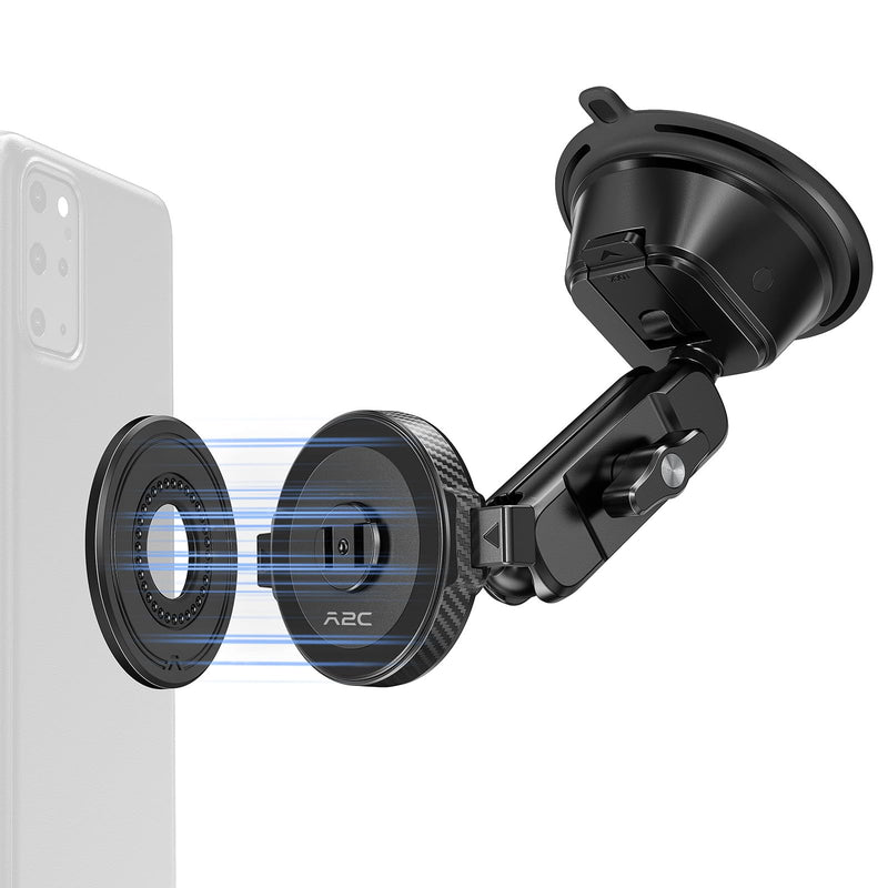 A2C One-Lock Ultra Heavy-Duty Vacuum Suction Cup Car Mount – Integrated Magnetic Auto-Align & One-Click Lock/Release, Aircraft-Grade Aluminum Arm, Built for Off-Road & Rugged Driving