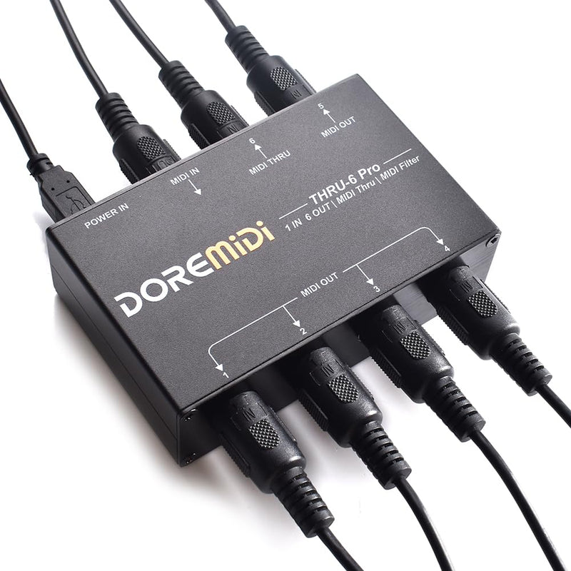 MIDI THRU-6 Pro Box MIDI Splitter + Filter Be Used To Convert 1 MIDI Input Into 6 MIDI Outputs + USB MIDI Output