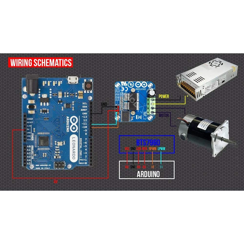Youmile Motor Driver Module BTS7960B Double DC Stepper Motor Driver H-Bridge PWM Smart Car Driver Module for Arduino Current Limiting with DuPont Cable