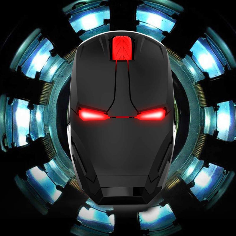 Iron Man Mouse, 2.4G Noiseless Wireless Mouse with USB Receiver Portable Computer Mice for PC, Tablet, Laptop, Notebook - Black