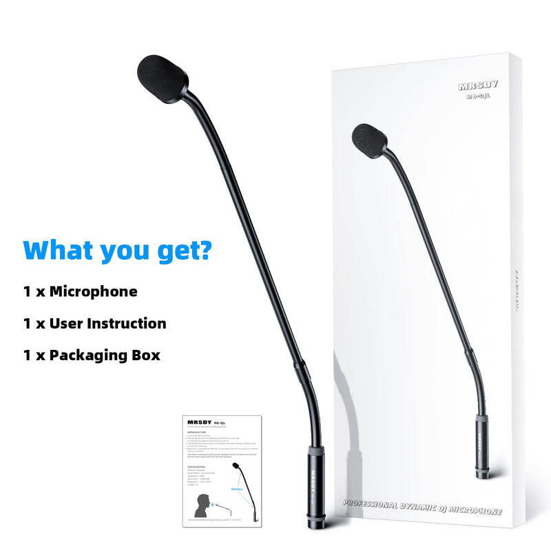 [AUSTRALIA] - Gooseneck Microphone, 23 Inch DJ Microphone for Audio Mixer, Professional XLR Wired Dynamic Mic, Extended Black Metal Noise Reduction Mic, Supports 360° Rotation and Bending 