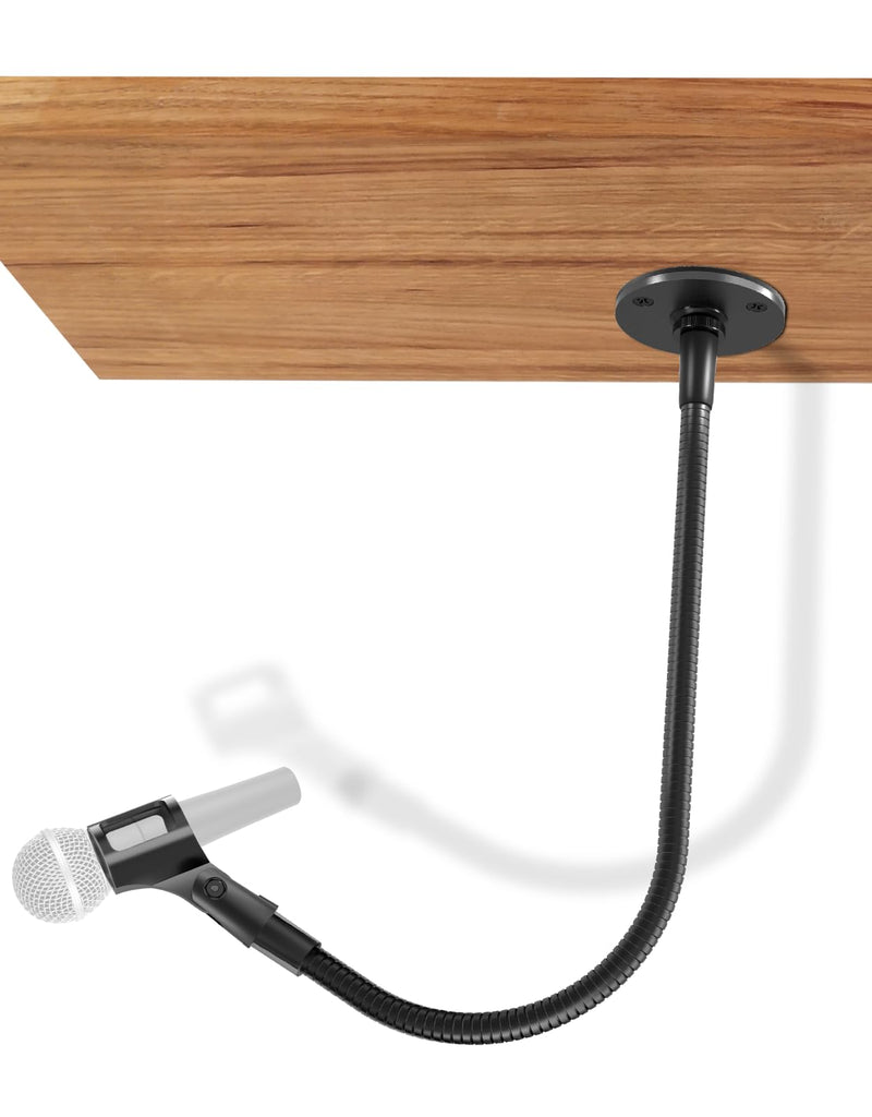 [AUSTRALIA] - 19" Gooseneck Mic Stand with Wall & Desk Flange Mount - Heavy-Duty Adjustable Microphone Arm, Universal Mic Holder & Cable Ties, 5/8 to 3/8 Adapter, Ideal for Podium, Podcasting Studio and Streaming 19-inch + Flange Mount 