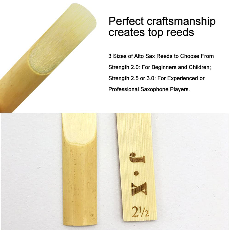 10 Pack Alto Saxophone Reeds 2.0/2.5/3.0, Alto Sax Reeds Strength 3.0 with Storage Box, Traditional Reeds for Alto Saxophone