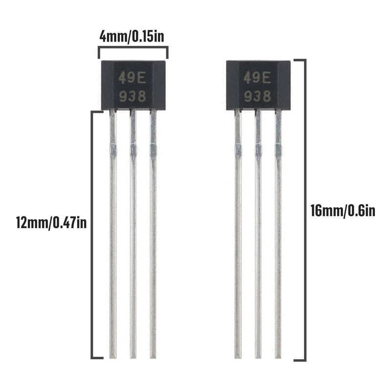 20Pcs 49E OH49E SS49E S49E TO-92S Hall Effect Sensor 3Pins Magnetic Detector