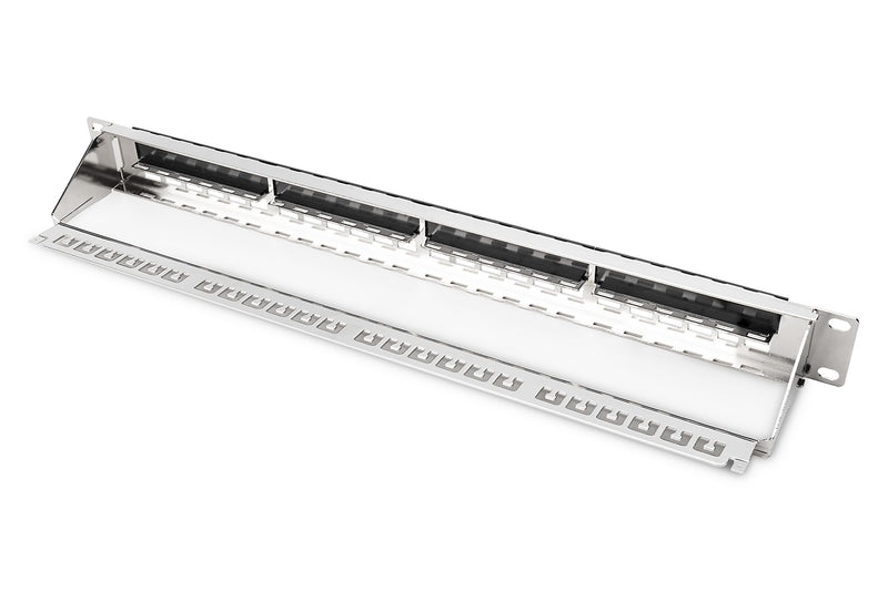 DIGITUS Patch Panel - Modular - For Keystone Modules - 19" - 24-Port - Shielded - Rack Mount 1U - Grey