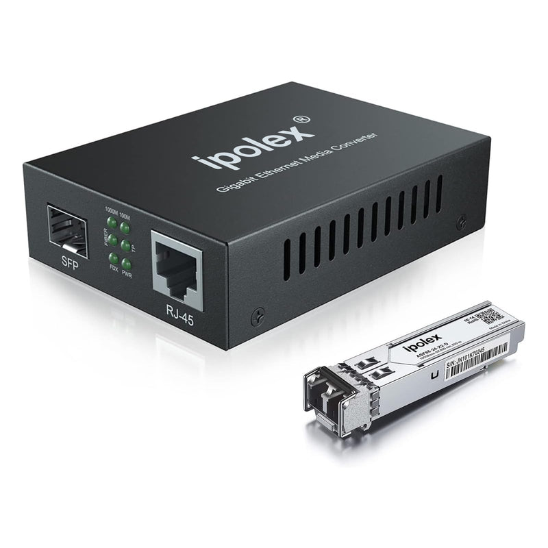 ipolex LC Media Converter + OM3 LC LC Fiber Cable