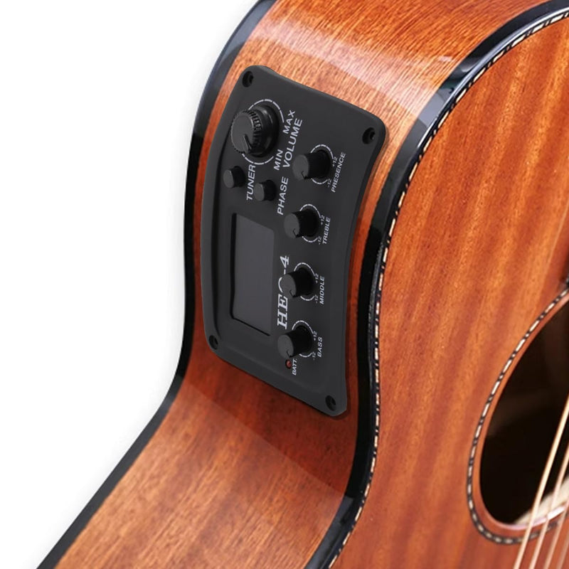 Acoustic 4 Band EQ Equalizer Guitar Preamp Piezo Pickup Tuner Acoustic Guitar Preamp Amplifier Equalizer Tuner (HEQ-4) HEQ-4