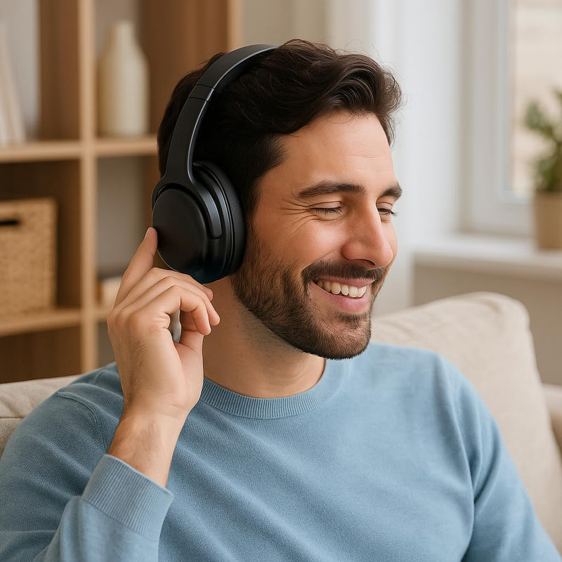 RCA WAVE-76 Noise Cancelling Headphones, Wireless Bluetooth 5.4 Over Ear Headphones with 40mm Drivers, 25-Hour Playtime, USB-C Charging, Adjustable Headband