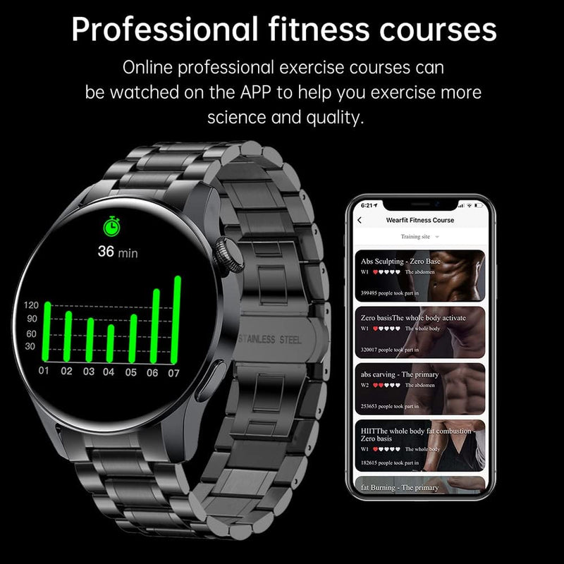LAKEYLOYI Smart Watches Men Women, Bluetooth Calls, Heart Rate Sleep Monitor,IP67 Waterproof Fitness Tracker, Black Stainless Steel Watches for Android & iOS A-Black